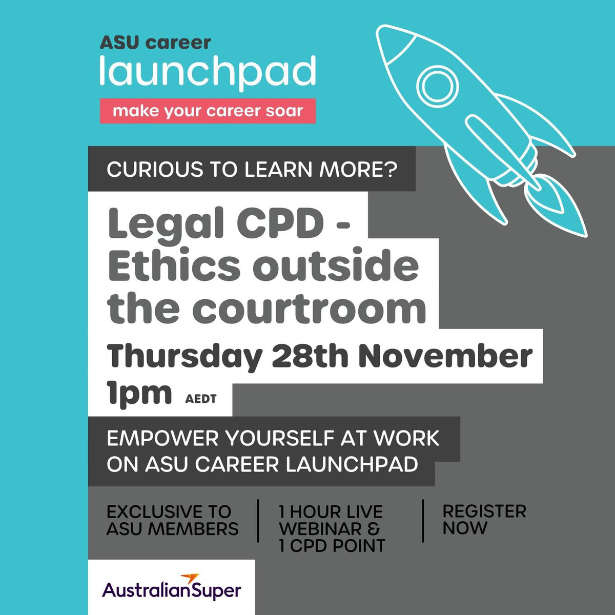 ‼️Attention Legal Sector ASU Members ‼️

Navigating complex ethical problems can be a daily challenge.

Join Stephen Lawrence MLC, former Barrister, as he explains how to approach these conundrums &amp; enhance your reputation - link in our bio! 

#asu #legal #union