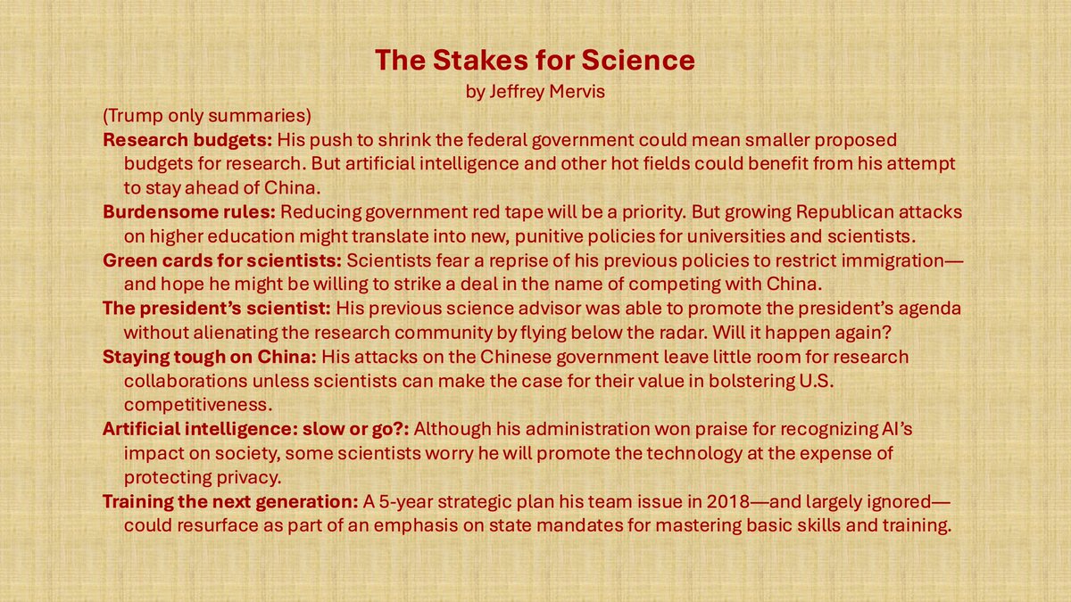 The Oct 18 Science mag issue had an article about the presidential candidate's science views.