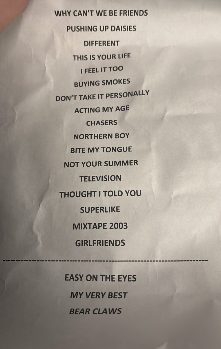 Academic_Update's tweet image. Setlist for tonight!
