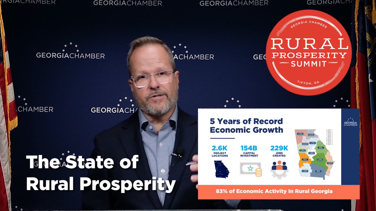 GAChamber's tweet photo. Watch our first video, where our President & CEO Chris Clark gives an overview of the State of Rural Prosperity in Georgia. Stay tuned for more updates as we share this important content. #GAPOL #RuralGA #RPS24
WATCH HERE: https://t.co/qgmWDBSPp9 https://t.co/AbbhjitvBO
