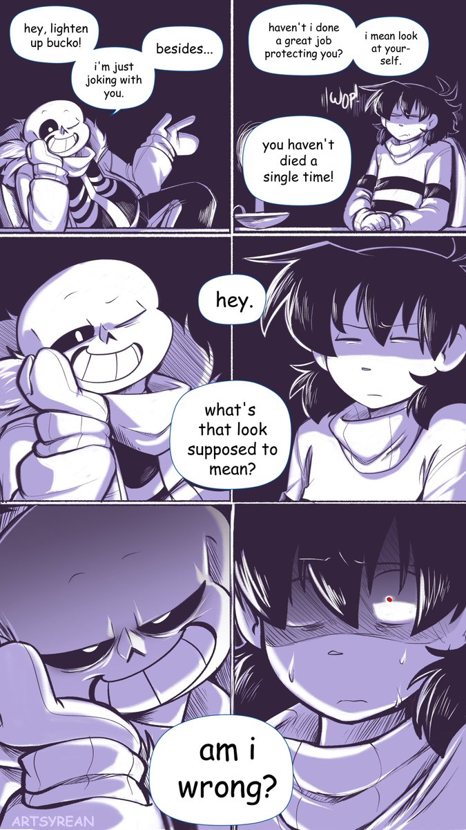Artsyrean's tweet photo. "Wait...does he know?..."
[ Undertale, Sans, Frisk ] https://t.co/XvdRR9HyBT