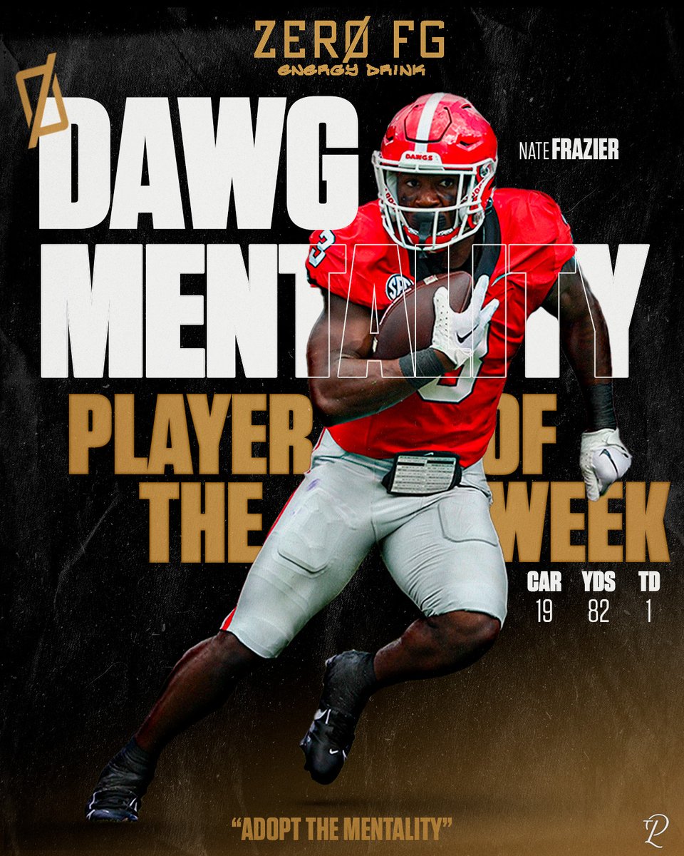 TPLGeorgia's tweet photo. Nate Frazier was voted as this weeks @ZeroFGEnergy Dawg Mentality Player of the Week!! Adopt The Mentality! 🐶 🧠  

#uga #georgia #bulldogs #football #sec #ZeroFG #AdoptTheMentality https://t.co/AvBQ4ZjZJn