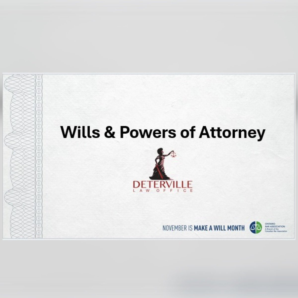 NandiDeterville's tweet photo. November is the @OBAlawyers #MakeAWill Month

Find a free session at: https://t.co/LhytB0WUY6

#EstatePlanning #LastWillAndTestament #PowerOfAttorney https://t.co/URkLkOGXkT