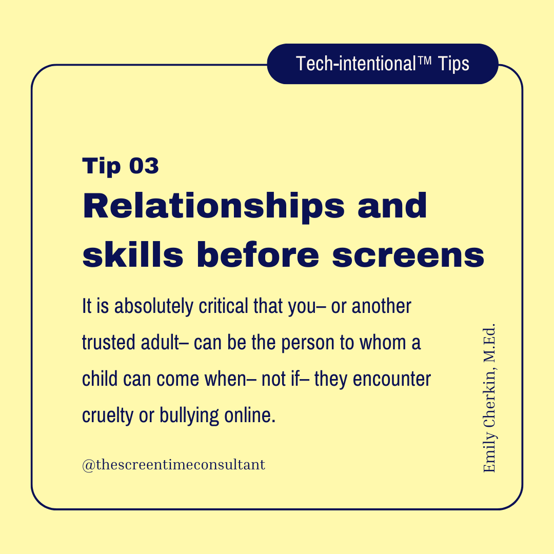 Cyberbullying is a real concern. Here are 3 tech-intentional™ principles to help protect kids: 
1. Later is Better: Delay access to devices..
2. Less is More: Be pro-"off-screen" learning. 
3. Relationships Before Screens: Foster open communication.

#cyberbullying #parenting