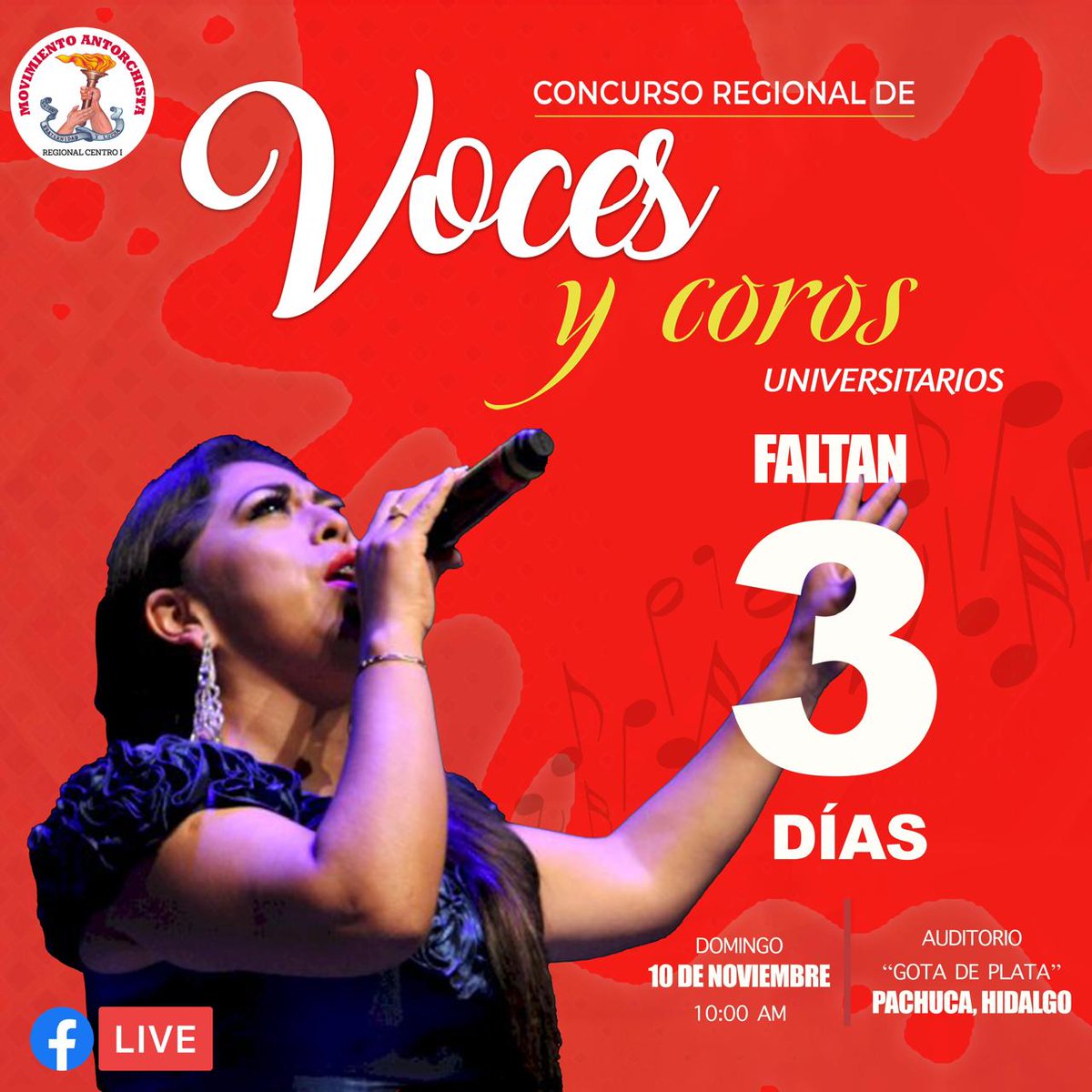 No te pierdas el Concurso Regional de Voces y Coros Universitarios, mismo que tendrá como sede, el próximo 10 de noviembre, el Auditorio “Gota de Plata”, en la ciudad de Pachuca, Hidalgo.
#ConcursoDeVocesEnHgo