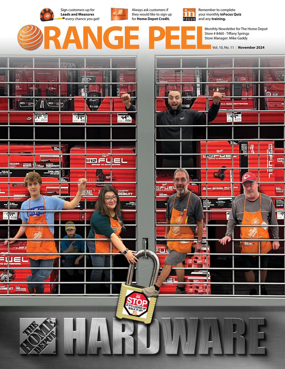JerryKanabel's tweet photo. Completed design of the November 2024 issue of the ORANGE PEEL newsletter for The Home Depot, Store #8460, Tiffany Springs, Kansas City, Missouri. Always a pleasure to design these each month. https://t.co/TQvNZaQ4ob