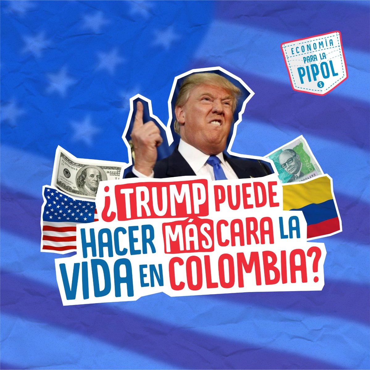EconomiaPipol's tweet photo. Pipol, dicen que la llegada de @realDonaldTrump a la Casa Blanca 🇺🇸 podría disparar la inflación (el costo de vida) en Estados Unidos y también en Colombia. ¿Por qué? 

Píllense este 🧵.