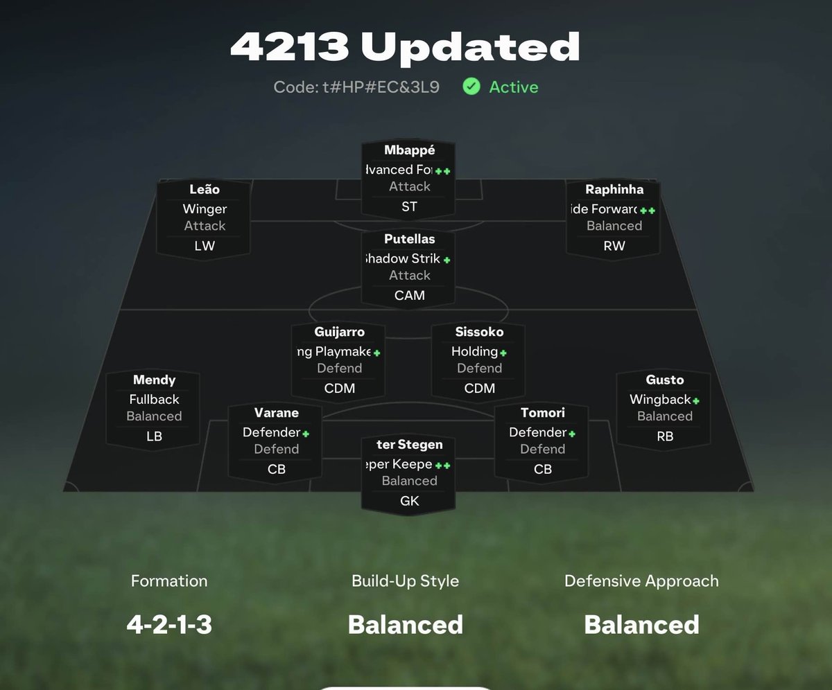 Updated 4-2-1-3 Tactics 🫡

Creates chances for fun 😁