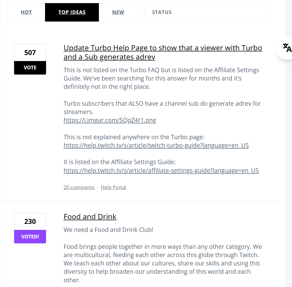 We are one of the top ideas right now! Please go vote this up for the #FoodandDrink streamers shorturl.at/1FmrS #Twitch And comment with how much you enjoy what we do! This is giving me such happy tears right now. And in this...EVERY VOTE matters 💜 Share or Retweet!