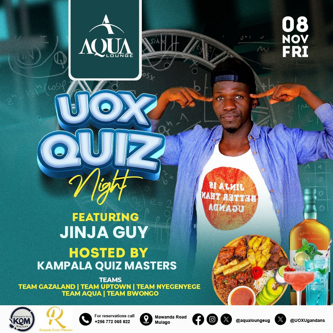 Friday we running quiz and vibes with <a href="/UOXUganda/">Ugandans On X</a> lets turn up. At Aqua Lounge along Mawanda Road