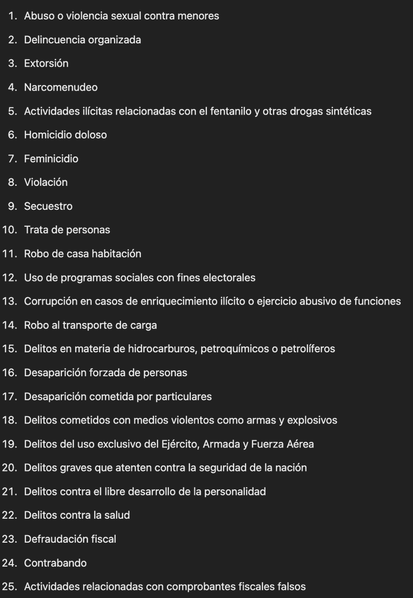 Si mañana te acusan de cualquiera de estos delitos, se te encarcelará automáticamente. La jueza de tu caso será poco más que un robot, una figura que no tiene margen para evaluar tu caso. Difícil entender por qué los diputados y senadores votarían a favor de esto.