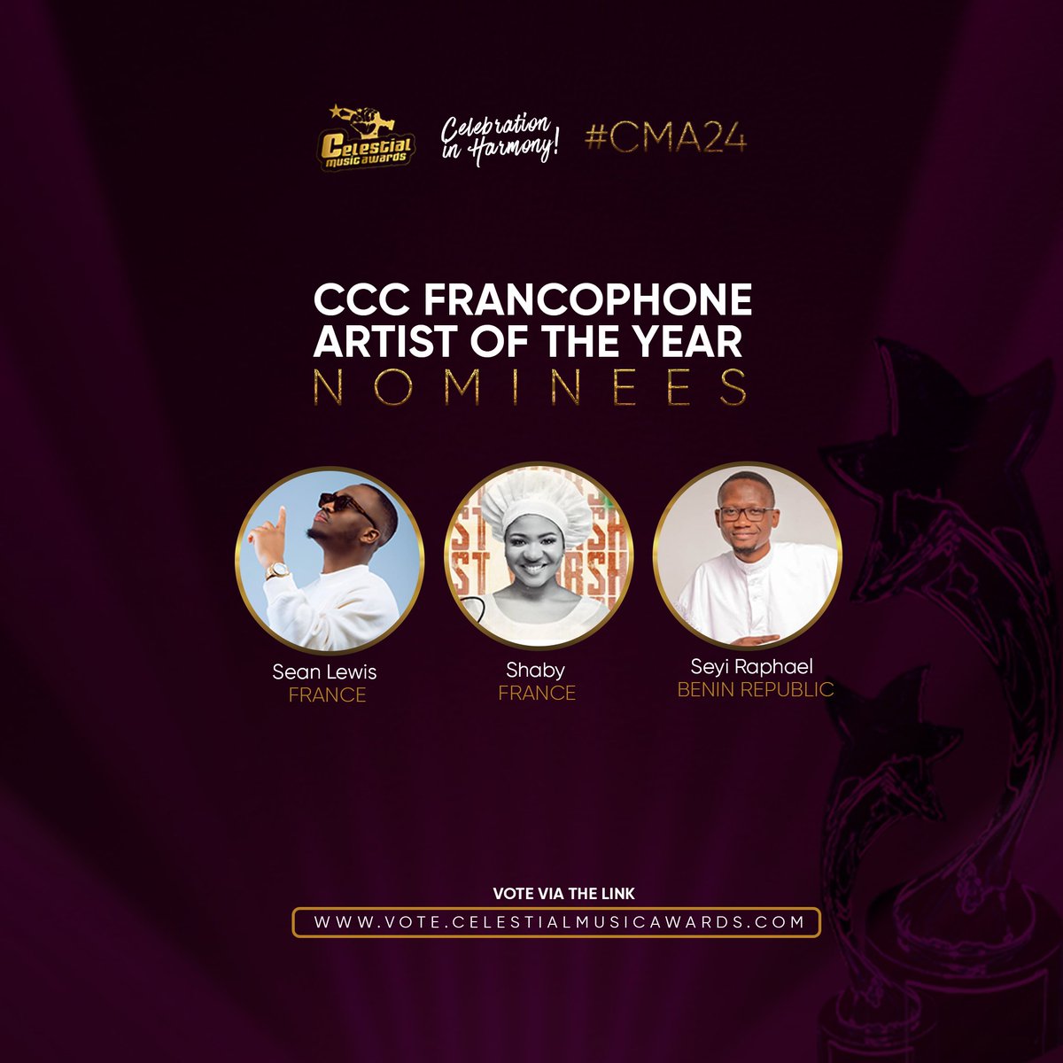 CelestialAwards's tweet photo. Meet the Nominees for CMA 2024 
- CCC FRANCOPHONE ARTIST OF THE YEAR 

.
.

💫 Date: December 7th, 2024
📍 Location: The Balmoral Hall, Ikeja, Lagos (Invitation Neccessary)

#PowerInWomen #CCCWomenInMusicMonth #Celestialmusiccommunity #Gospelawards #Cma24 #realcelestial  #realcelestian #explore #realcelestian #weintheccc  #celestialheritage  #7halleluyahcelestial #ccccentralchoir  #omocelemimo🌈🌈🌈