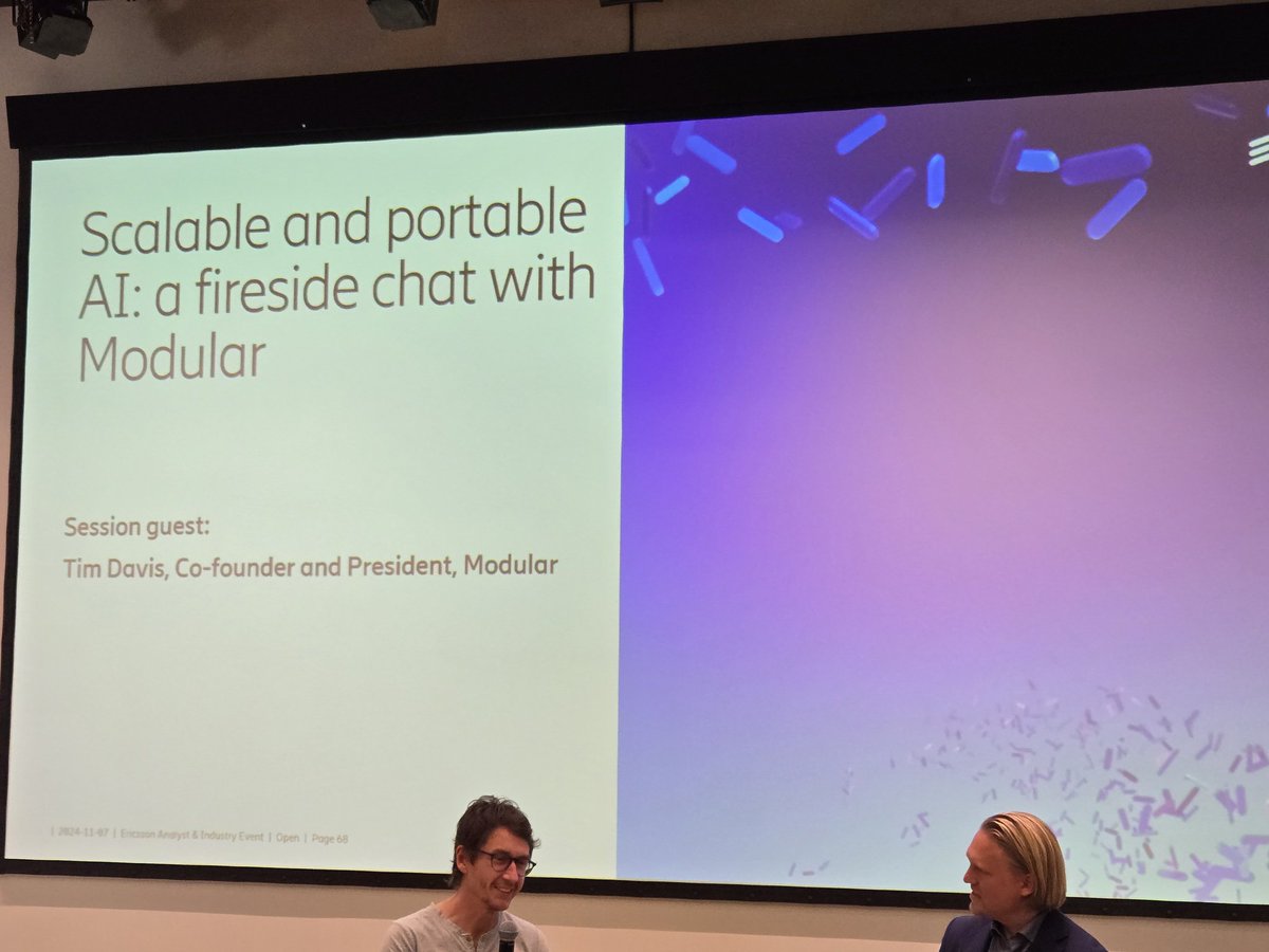 MyTechMusings's tweet photo. Fascinating fire side chat with @Modular_AI Founder @iamtimdavis on #AI and how to make it scalable and portable
#EricssonAnalystEvent @ericsson https://t.co/edXAVlfGSA