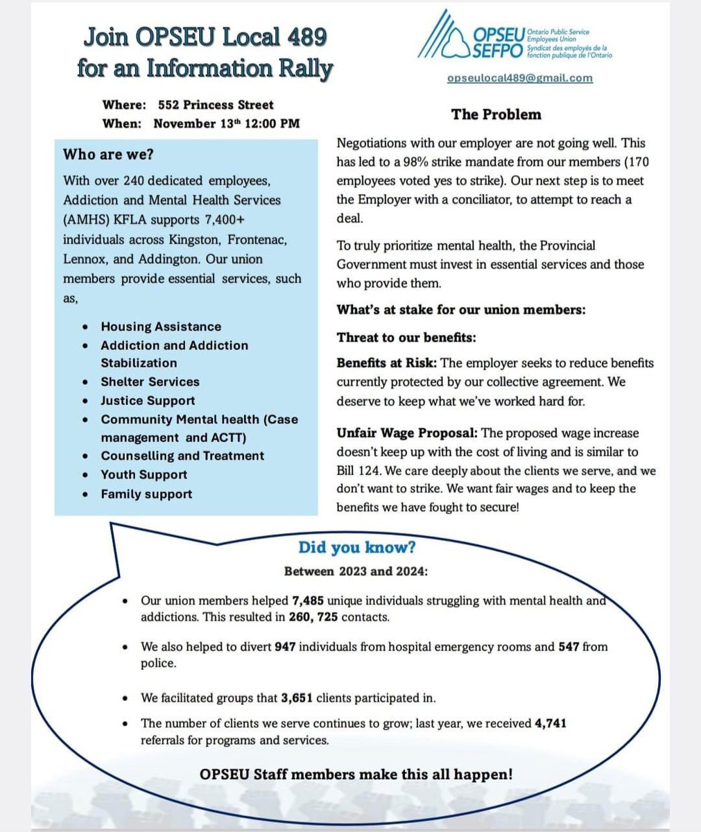 In a time where the demands of our mental health and addiction workers are higher than ever… this is a community update on our negotiations. any support is appreciated! 🩵 #ygk