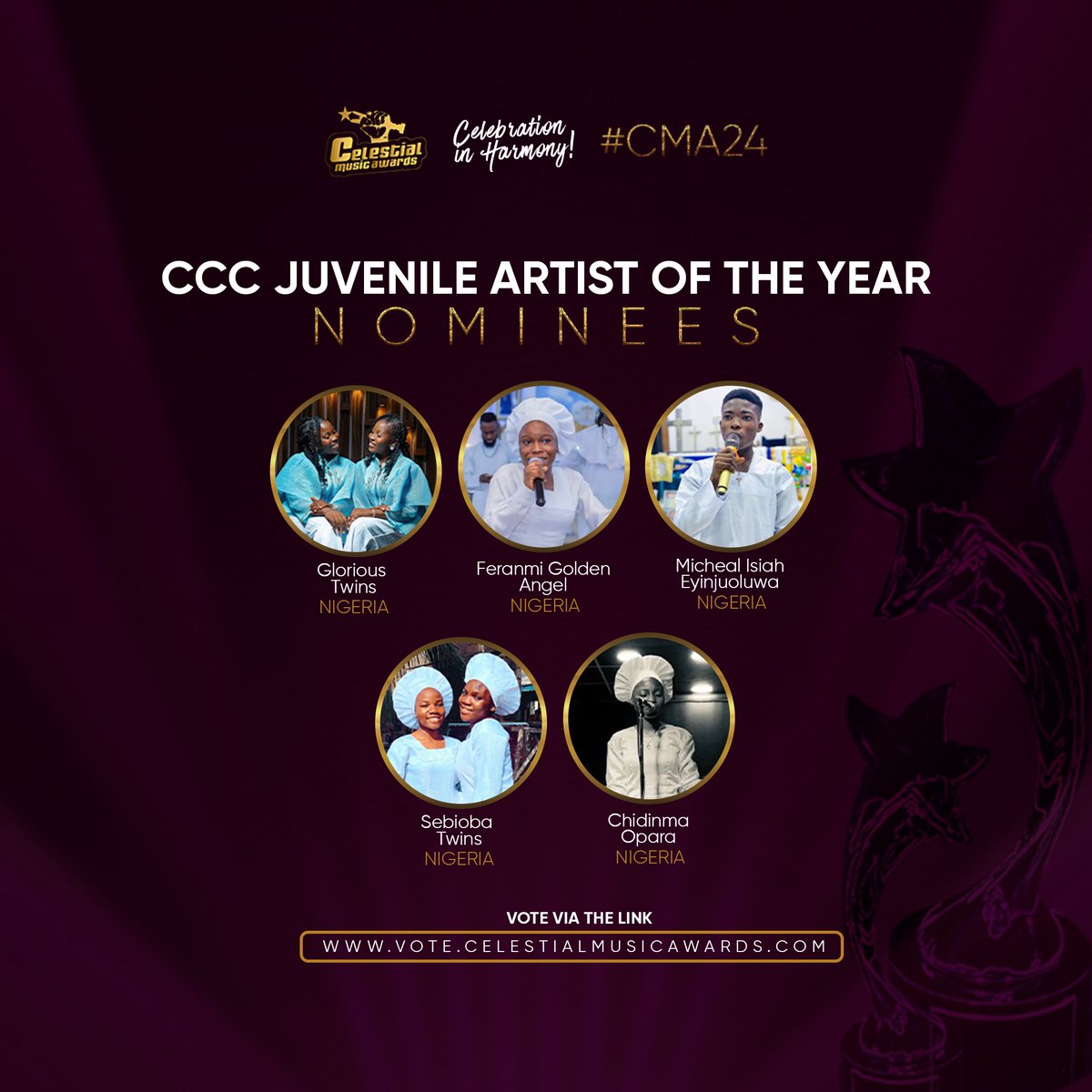 CelestialAwards's tweet photo. Meet the Nominees for CMA 2024 
- CCC JUVENILE ARTIST OF THE YEAR 

.
.

💫 Date: December 7th, 2024
📍 Location: The Balmoral Hall, Ikeja, Lagos (Invitation Neccessary)

#PowerInWomen #CCCWomenInMusicMonth #Celestialmusiccommunity #Gospelawards #Cma24 #realcelestial  #realcelestian #explore #realcelestian #weintheccc  #celestialheritage  #7halleluyahcelestial #ccccentralchoir  #omocelemimo🌈🌈🌈
