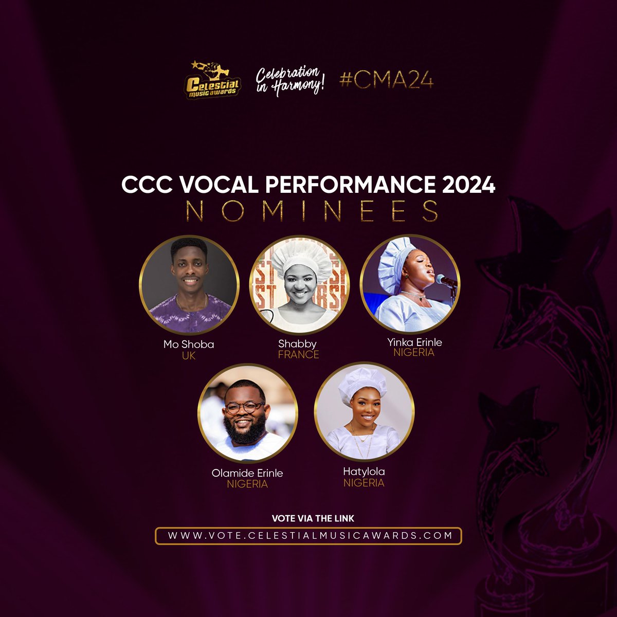 CelestialAwards's tweet photo. Meet the Nominees for CMA 2024 
- CCC VOCAL  PERFORMANCE 2024

.
.

💫 Date: December 7th, 2024
📍 Location: The Balmoral Hall, Ikeja, Lagos (Invitation Neccessary)

#PowerInWomen #CCCWomenInMusicMonth #Celestialmusiccommunity #Gospelawards #Cma24 #realcelestial  #realcelestian #explore #realcelestian #weintheccc  #celestialheritage  #7halleluyahcelestial #ccccentralchoir  #omocelemimo🌈🌈🌈