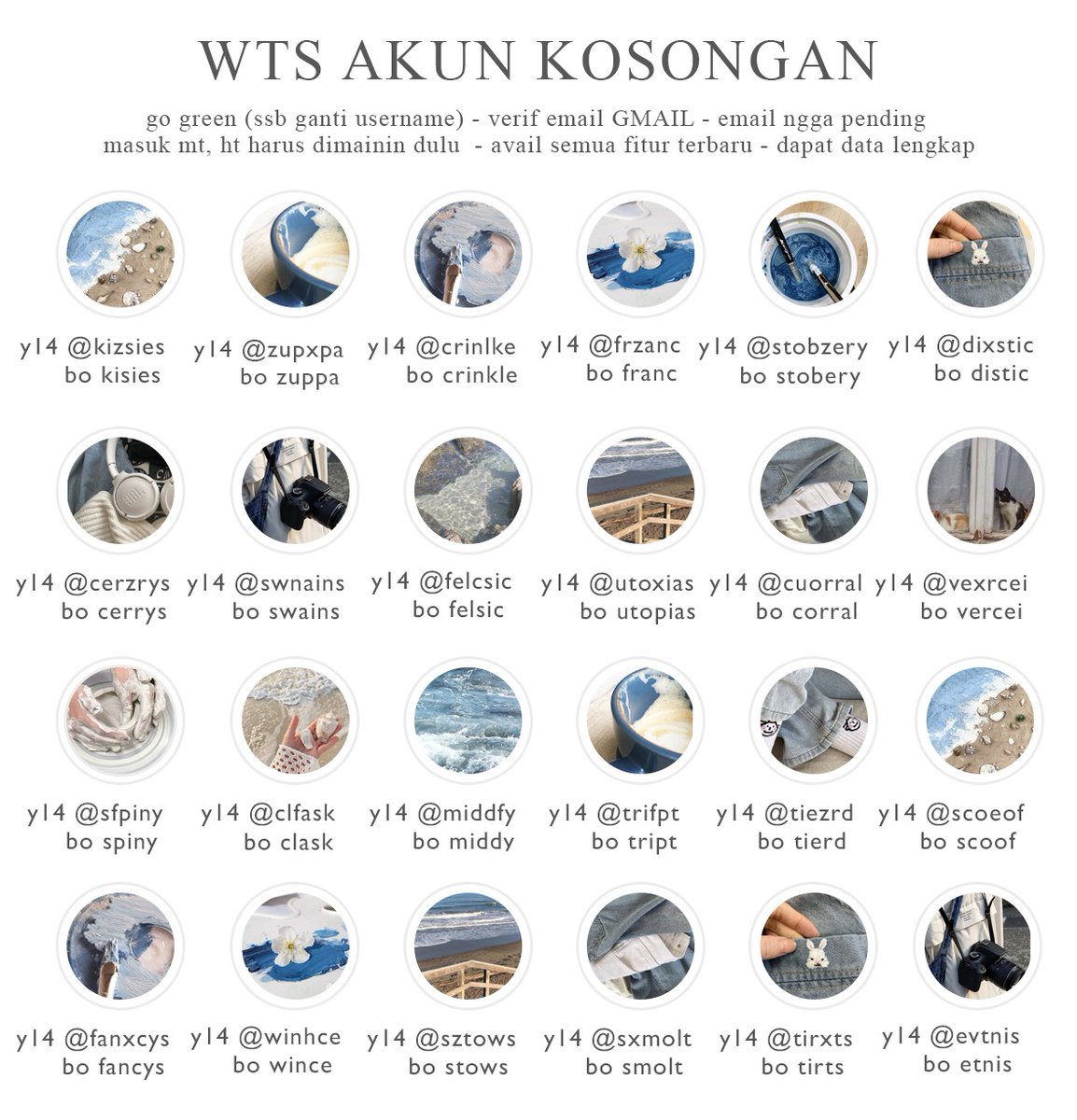 WTS ACC KOSONGAN TAHUN LAMA

6.500
- masuk mt, ht harus dimainin 
- ssb abis ganti username
- verif email only GMAIL
- dapat data lengkap

#zonauang