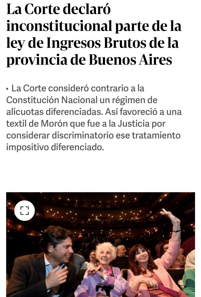 Kicillofok's tweet photo. "¿Revés para Kicillof?” jajaja. La misma nota explica que se trata de una tasa que dejó de cobrarse en 2018, un año antes de que asuma como Gobernador. Media pila, chicos. https://t.co/C5e79CFqrK