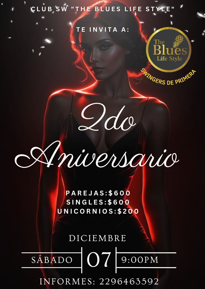 No te quedes fuera de nuestro aniversario.
* 1 er preventa del 4 nov -15 nov
*Puedes pagar poco a poco
*Acceso libre de bebidas 
*30 PAREJAS 
*7 SINGLES 
*7 UNICORNIOS 
*Anfitriónes: <a href="/Netzayoficial1/">NETZAY🌟 y LUCIFER 😈</a> 
*Previa reservación