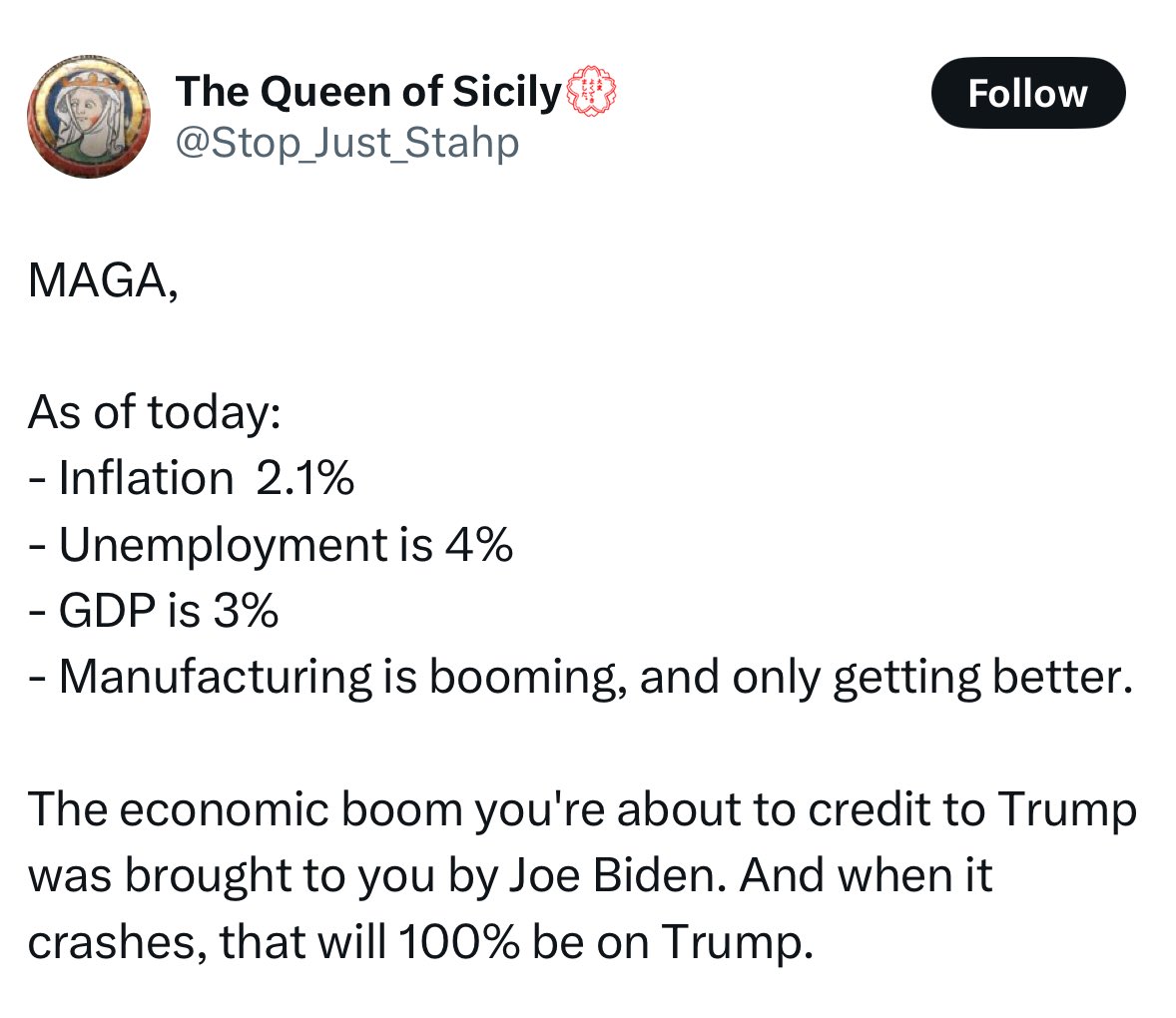 I can’t wait to blame Trump for everything.