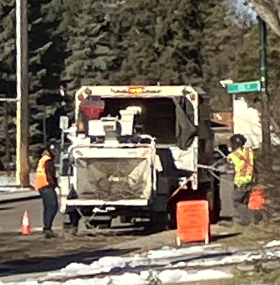 hapandcarol's tweet photo. #HAPPINESS is the city of Red Deer employees pruning an elm tree on the boulevard that had grown over the roof of the house, cleaning up the branches and getting rid of the branches in their chipper. Thank you to these employees. #cityofreddeeremployees #cityofreddeer. #elmtree https://t.co/fh01u3i58k