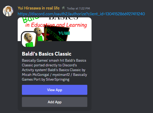 SilverSpringing's tweet image. me when I have to turn Baldi's Basics Classic into a Discord activity because I'm bored