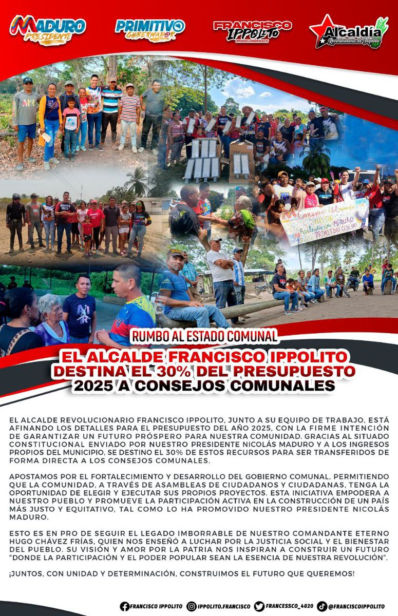 francessco_4020's tweet photo. PROTAGONISMO POPULAR  🚩🏴
"Cuenten ustedes con que seguiremos dandole todo el apoyo que podamos a la participación comunitaria, al protagonismo popular". Hugo Chávez https://t.co/fh7mlkJMt4