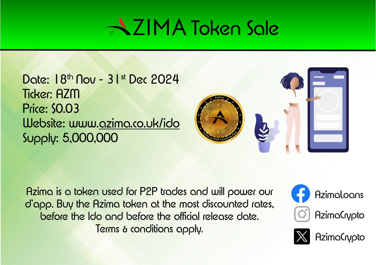 Register now for the Azima Token Sale on 18th Nov 2024 
azima.co.uk/ido #azima #cardano #ico