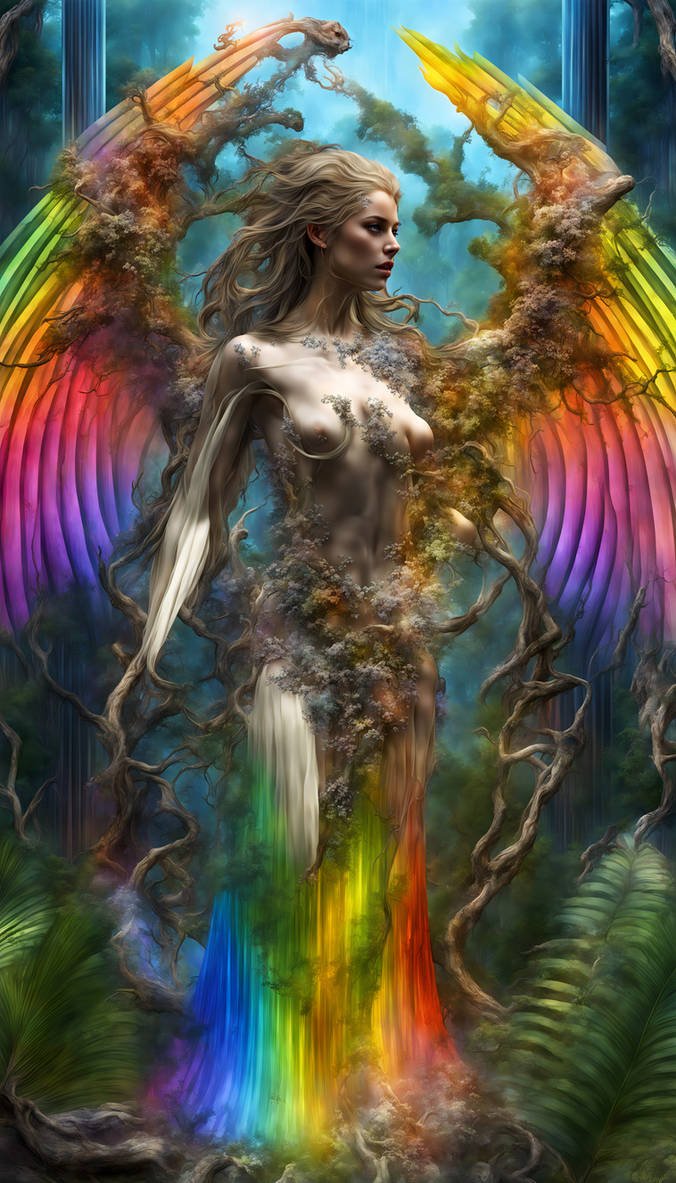 ParodyPortal's tweet photo. #WomanLifeFreedom #womaninjail #WomanIsABurden #Aiartoworks #AIArtworkwomen #aiartworksgirls #AIArtists #AIArtistCommunity    Woman of the Jungle rainbows... https://t.co/vRiN2rc8Uw