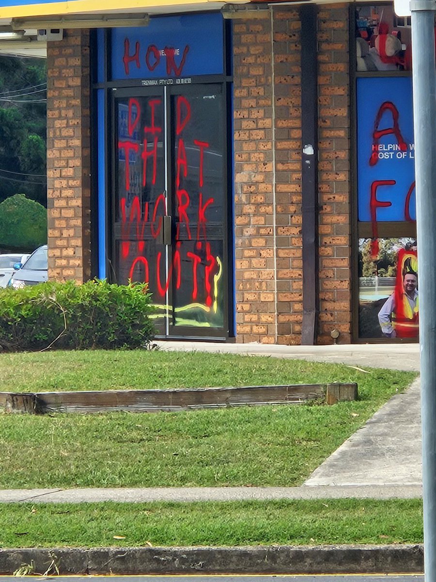 Peter Fegan (@peterfegan9) on Twitter photo BREAKING: The office of <a href="/PeterDutton_MP/">Petaren’t Dutton</a> has been graffitied <a href="/9NewsQueensland/">9News Queensland</a> <a href="/9NewsSyd/">9News Sydney</a> <a href="/9NewsMelb/">9News Melbourne</a> <a href="/9NewsMelb/">9News Melbourne</a> <a href="/NewsTalk4BC/">4BC Brisbane</a> BREAKING: The office of <a href="/PeterDutton_MP/">Petaren’t Dutton</a> has been graffitied <a href="/9NewsQueensland/">9News Queensland</a> <a href="/9NewsSyd/">9News Sydney</a> <a href="/9NewsMelb/">9News Melbourne</a> <a href="/9NewsMelb/">9News Melbourne</a> <a href="/NewsTalk4BC/">4BC Brisbane</a>