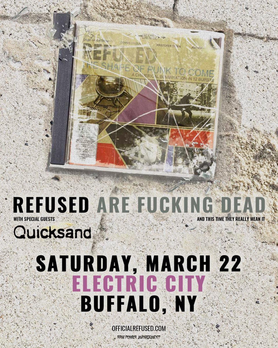 We will be playing with Refused Saturday, March 22nd at Electric City. Tickets go on sale at 12pm ET!