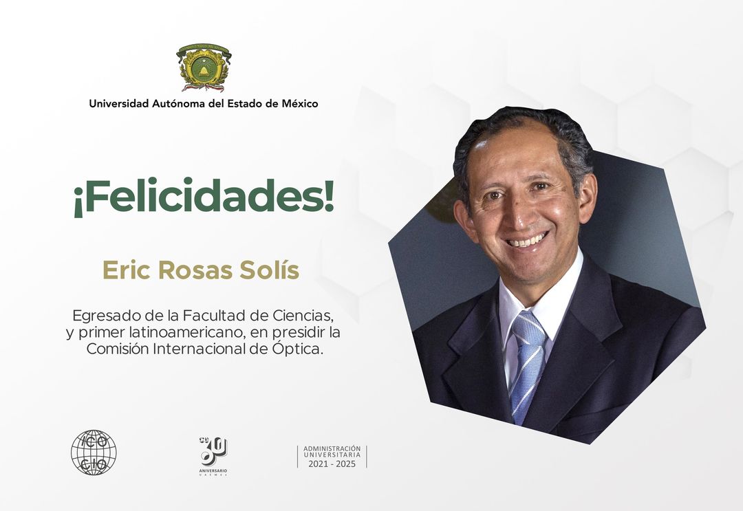 🎉👏 Gracias a su liderazgo y dedicación, nuestro egresado Eric Rosas Solís es el primer latinoamericano en presidir la Comisión Internacional de Óptica. Este logro es inspiración para más generaciones.

#SomosUAEMéx💚💛