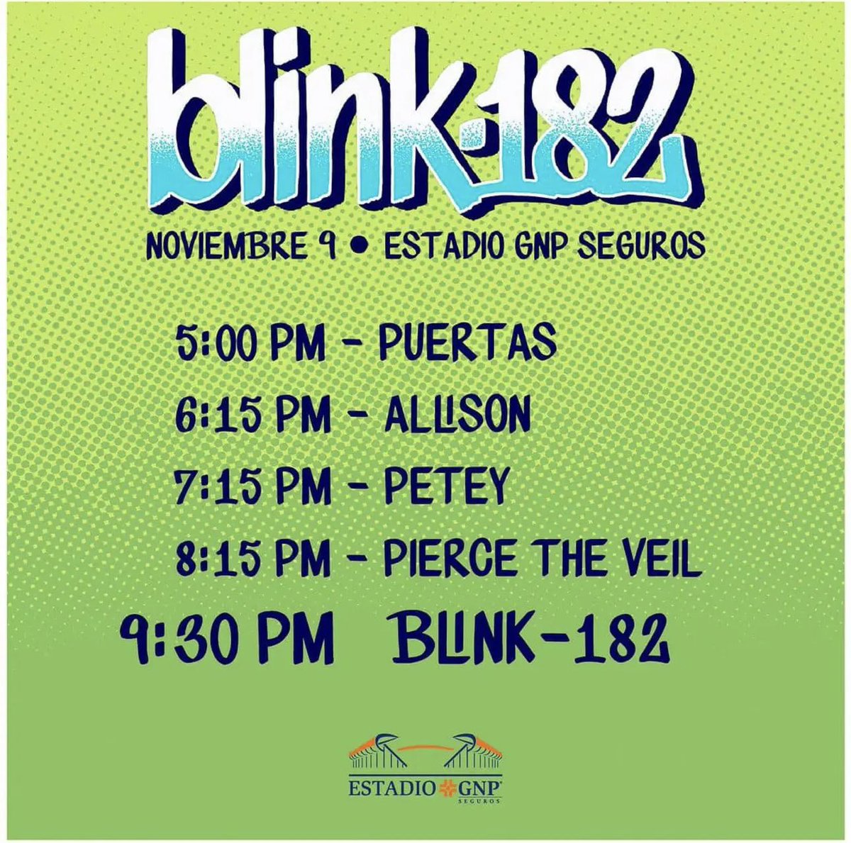 J4NKER's tweet photo. Horarios #blink182 #mexico #gnp #forosol https://t.co/nxLfimxrwR