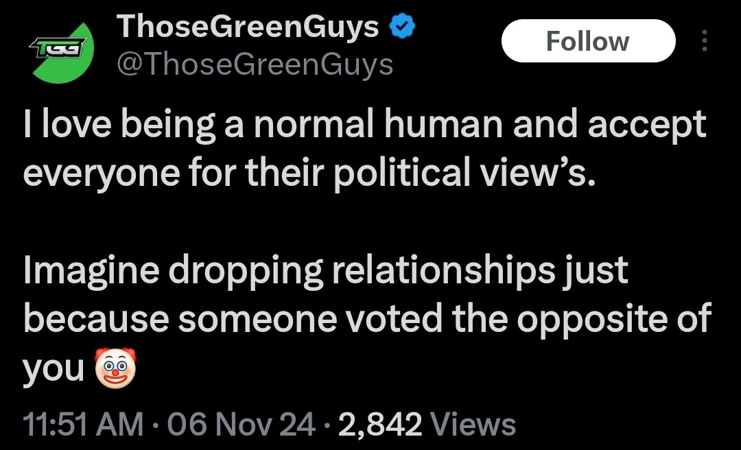 Nah, normal humans choose their friends and allies out of their shared values, not their politics
I do not have a welcoming space for anyone who voted to enable a fascist white Christian agenda to continue to harm me and people I love
I will block and ban you. No questions asked
