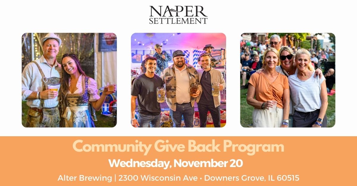 NaperSettlement's tweet image. We're excited to participate in @AlterBeer's Community Give Back Program! On Wednesday, November 20, a portion of adult beverage proceeds at Alter Brewing's Downers Grove location will be donated back to Naper Settlement. Stop by to show your support!
