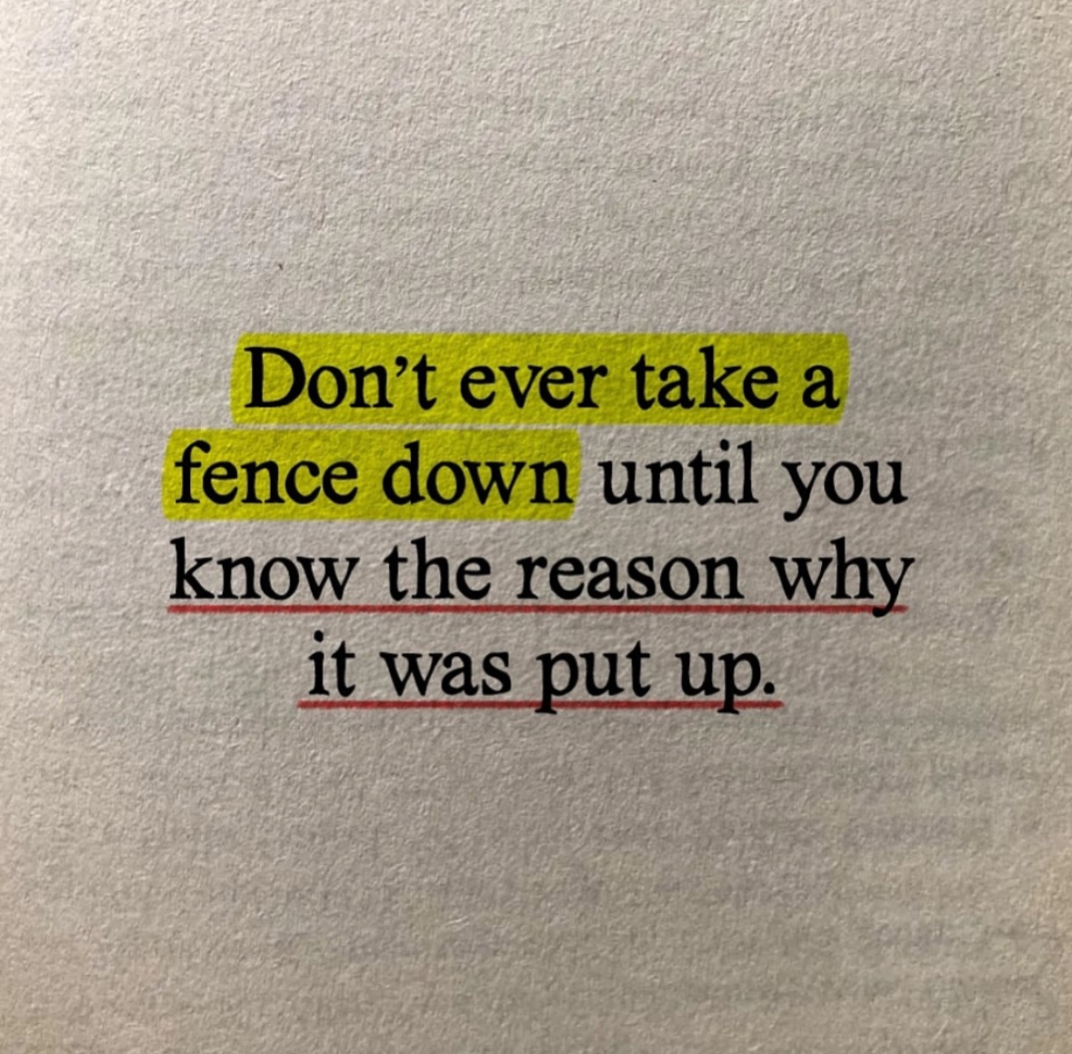 imthecaptain01's tweet photo. “Don't ever take a fence down until you know the reason it was put up.”
― G. K. Chesterton https://t.co/TPFIT9OYaz