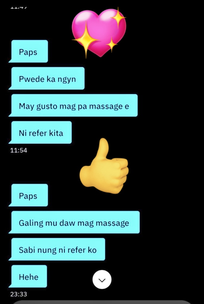 MASAHISTAL3GIT's tweet photo. Salmat sa pag refer!!!

Oo maayos mag tip!!!!

#massagebicutanlegit
#massagepateros
#massagepasay
#massagemakatilegit
#taguigmassuer
#taguigbgcmassuer https://t.co/wY1PTQW6kf