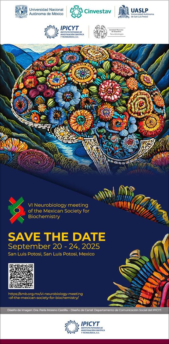 L__M__V's tweet photo. Don't forget to save the date for the VI Neurobiology Meeting next September in San Luis Potosí ✍️

Scan the QR code for the website, preliminary program and general info. https://t.co/6w2kCxGqbi