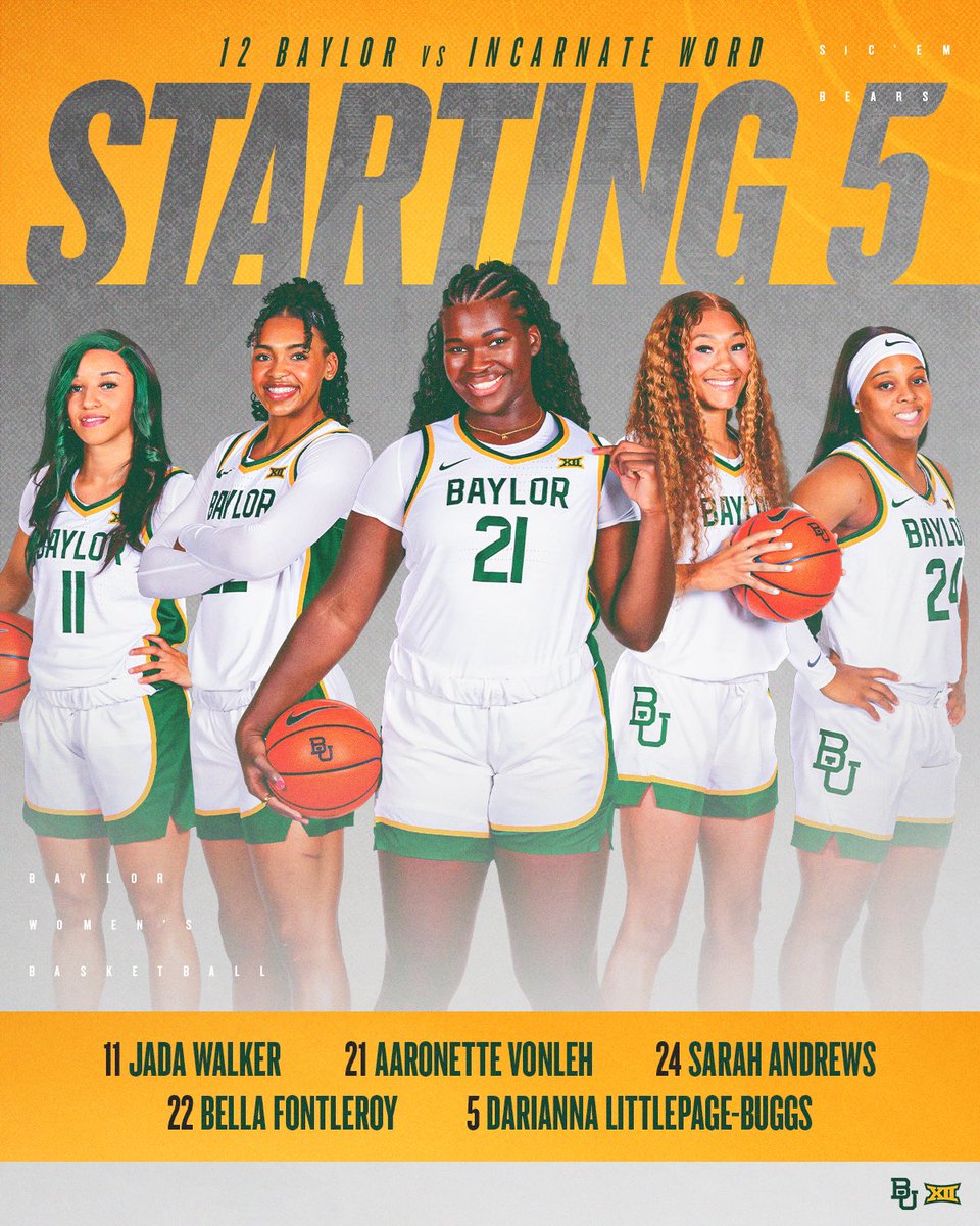 BaylorWBB's tweet photo. Starting 🖐️

#SicEm | #GreaterThan https://t.co/B3xzc8SfR0