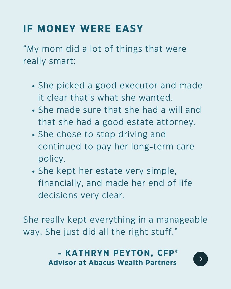 This week <a href="/neelahummel/">Neela Hummel, CFP®</a> &amp; <a href="/marybstorj/">Mary Beth Storjohann</a> delve into navigating the aging process of a loved one with Abacus advisor, Kathryn Peyton, CFP®. Learn from her personal experiences and insights around balancing financial planning with personal connections.

abacuswealth.com/podcast/if-mon…
