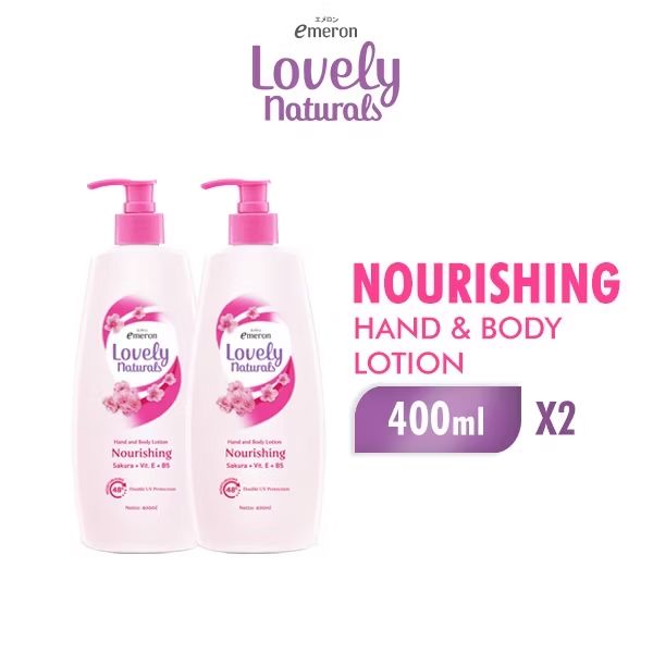 vernandaputro's tweet photo. Cek Emeron Lovely Naturals Hand &amp; Body Lotion Nourishing Sakura 400 ml x2 dengan harga Rp17.700. Dapatkan di Shopee sekarang! https://t.co/qpKpZV9EEN https://t.co/X6fMw4fubv