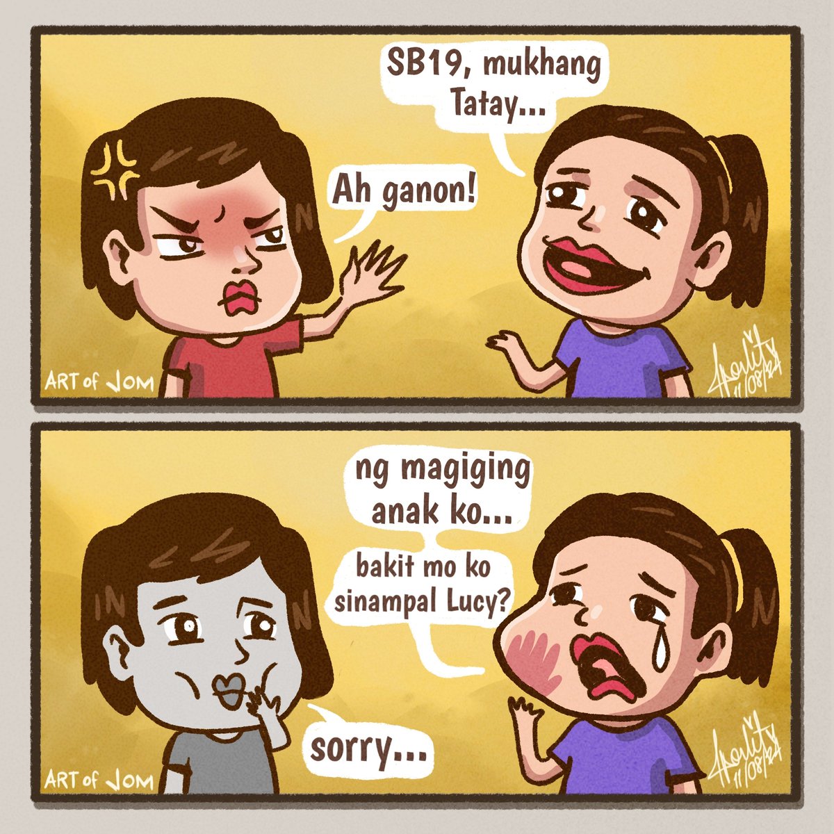artofJom's tweet photo. Lucy, Patapusin mo kasi muna si MariLou!!! 😂
Lucy &amp; MariLou (Short for Maria DeLuLu)

@SB19Official #SB19 #deluluisthesolulu #deluluforever #delulumoments #sb19comics https://t.co/dLM3MIvoCp