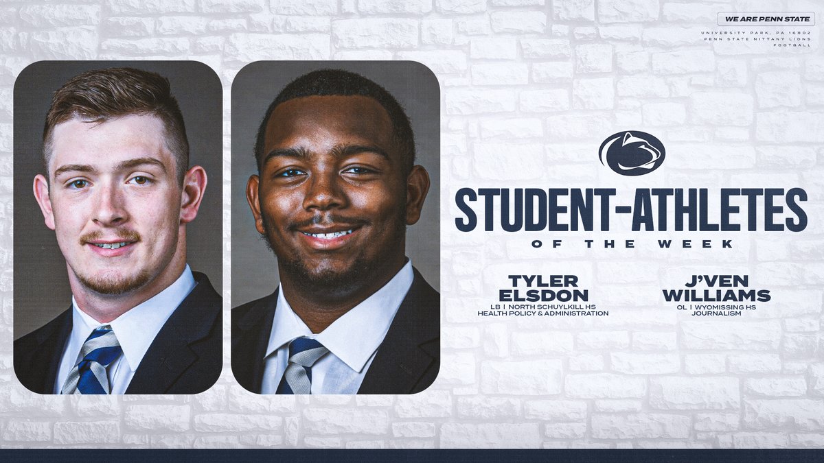 Penn State Football (@pennstatefball) on Twitter photo S/o to @Tyler_Elsdon43 & @Williams_Jven, our Student-Athletes of the Week 📓👌 S/o to @Tyler_Elsdon43 & @Williams_Jven, our Student-Athletes of the Week 📓👌