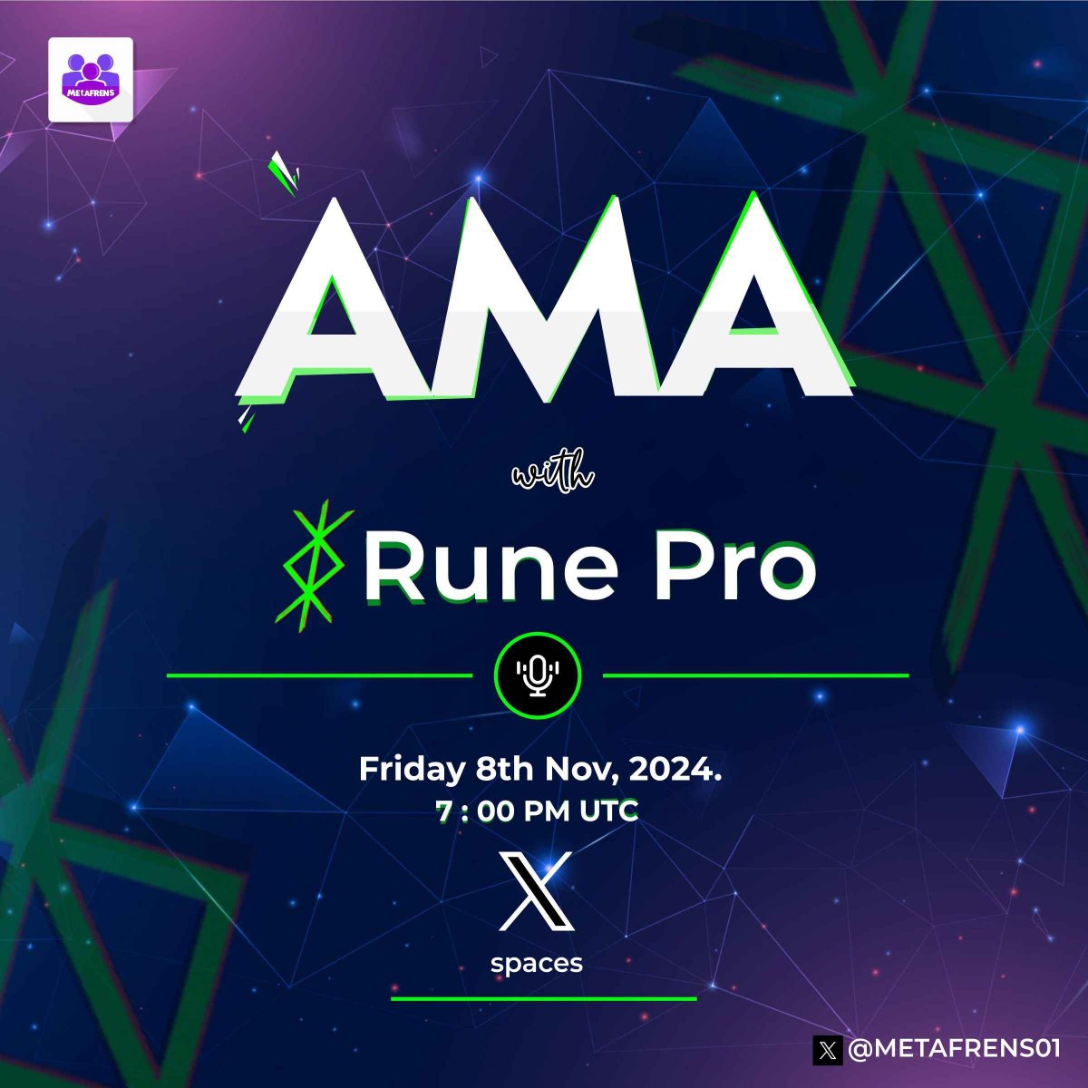 Metafrens (@metafrens01) on Twitter photo Set your reminders for our upcoming AMA with <a href="/Rune_Pro/">Rune PROFESSIONAL Marketing ARM</a>.
Link below๐ Set your reminders for our upcoming AMA with <a href="/Rune_Pro/">Rune PROFESSIONAL Marketing ARM</a>.
Link below๐