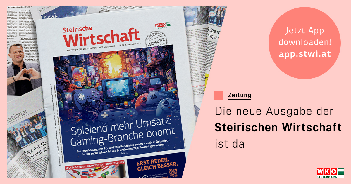 Die neue "Steirische Wirtschaft" ist da 🗞️ Mit vielen spannenden Geschichten – von den aktuellen Kollektivvertragsverhandlungen, über ein von der WKO präsentiertes Manifest für die Grazer Wirtschaft 🗣️ bis hin zu spannenden Unternehmensgeschichten 👉 bit.ly/3YVXfof