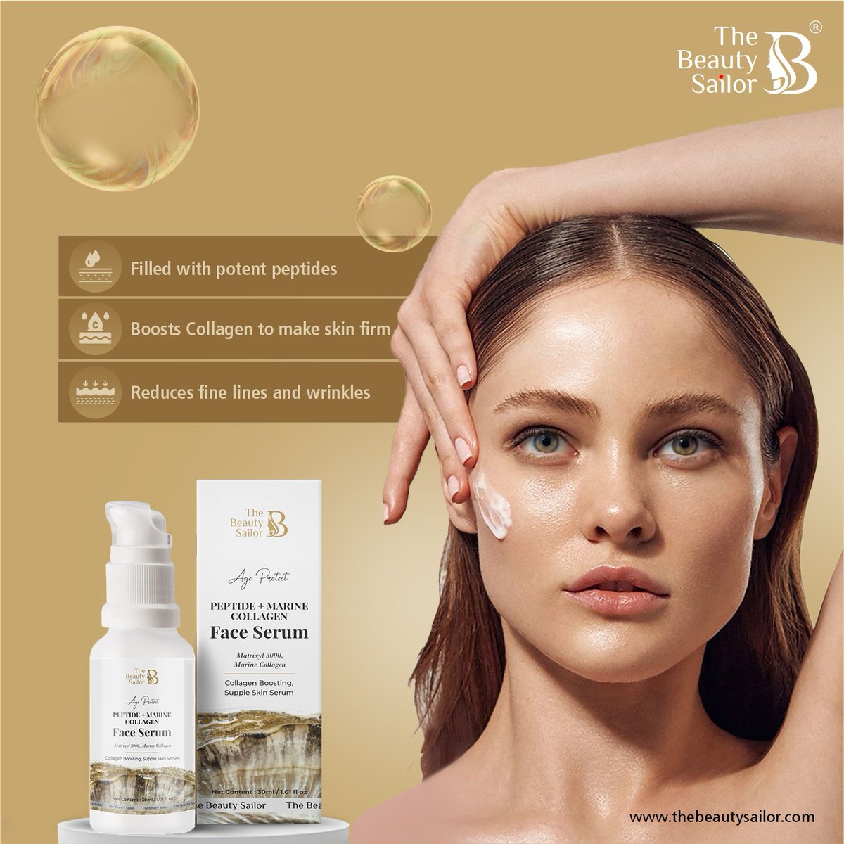 TheBeautySailor's tweet image. When you’re trying to age like fine wine, but wrinkles have other plans… 🥂Meet the Peptide &amp;amp; Marine Collagen Face Serum! It’s like collagen on demand for your skin! 🍇

 🛍️ Shop at- thebeautysailor.com/products/pepti…

#thebeautysailor #peptidepower #marinecollagen #antiaging #skincare