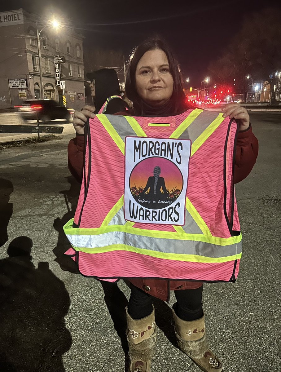 Walked Winnipeg’s north side this evening with Morgan’s Warriors. Named after Morgan Harris, a 39 year old mother of five from Long Plain First Nation who was murdered by Jeremy Skibicki- a serial killer who targeted Native women and took at least four lives in 2022. He dumped