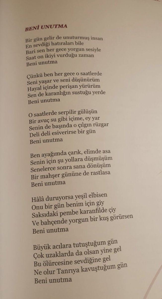 Beni Unutma

| Ümit Yaşar Oğuzcan