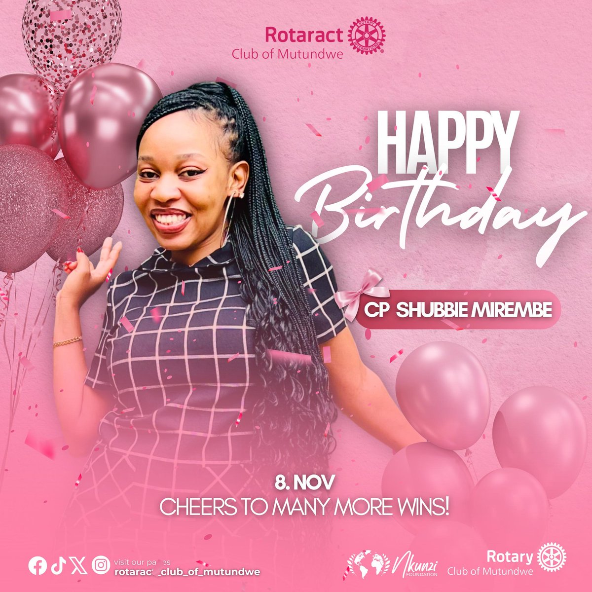 Today we celebrate the life of our CP, HCP Irresistible President and PHF <a href="/miss_mirembe/">Shubbie Mirembe</a> 
You deserve all the flowers💐
We're grateful for your visionary leadership and unwavering dedication towards Rotaract. Your selflessness inspires us 
Warmest wishes from <a href="/rac_mutundwe/">Rotaract Club of Mutundwe</a> family.