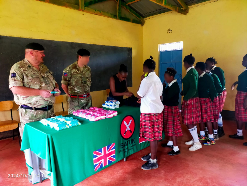 BATUKOfficial's tweet photo. @BritishArmy 2 Rifles shared period products with school girls in Kimanjo, Likii, Sirimon, &amp; Muramati Sec schools in advance of them sitting for their KCSE.
The team also discussed menstrual hygiene with the students to bolster their confidence in talking openly about periods. https://t.co/gA85NrzhTz